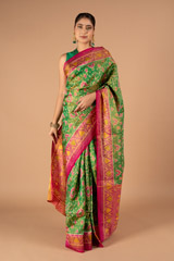 Pink & Green Ikkat Saree2588 video